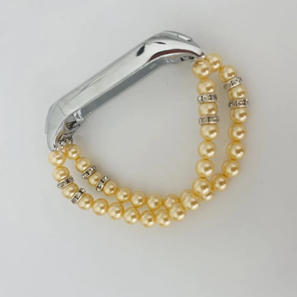 Girl Bracelet for Xiaomi Mi Band 10 8 6 7 5 Bands Wristband Elastic Strap for Mi Band 5 Jewelry Pearl Dressy Band Bling