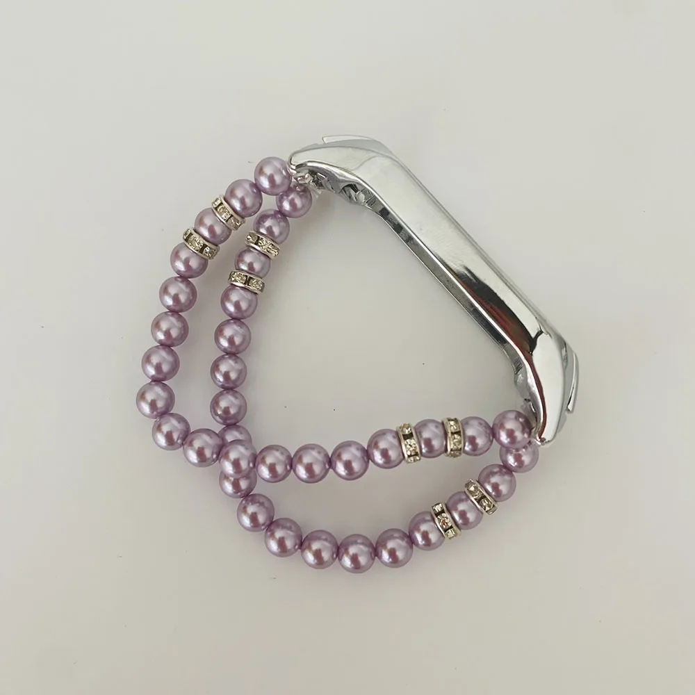 Girl Bracelet for Xiaomi Mi Band 10 8 6 7 5 Bands Wristband Elastic Strap for Mi Band 5 Jewelry Pearl Dressy Band Bling