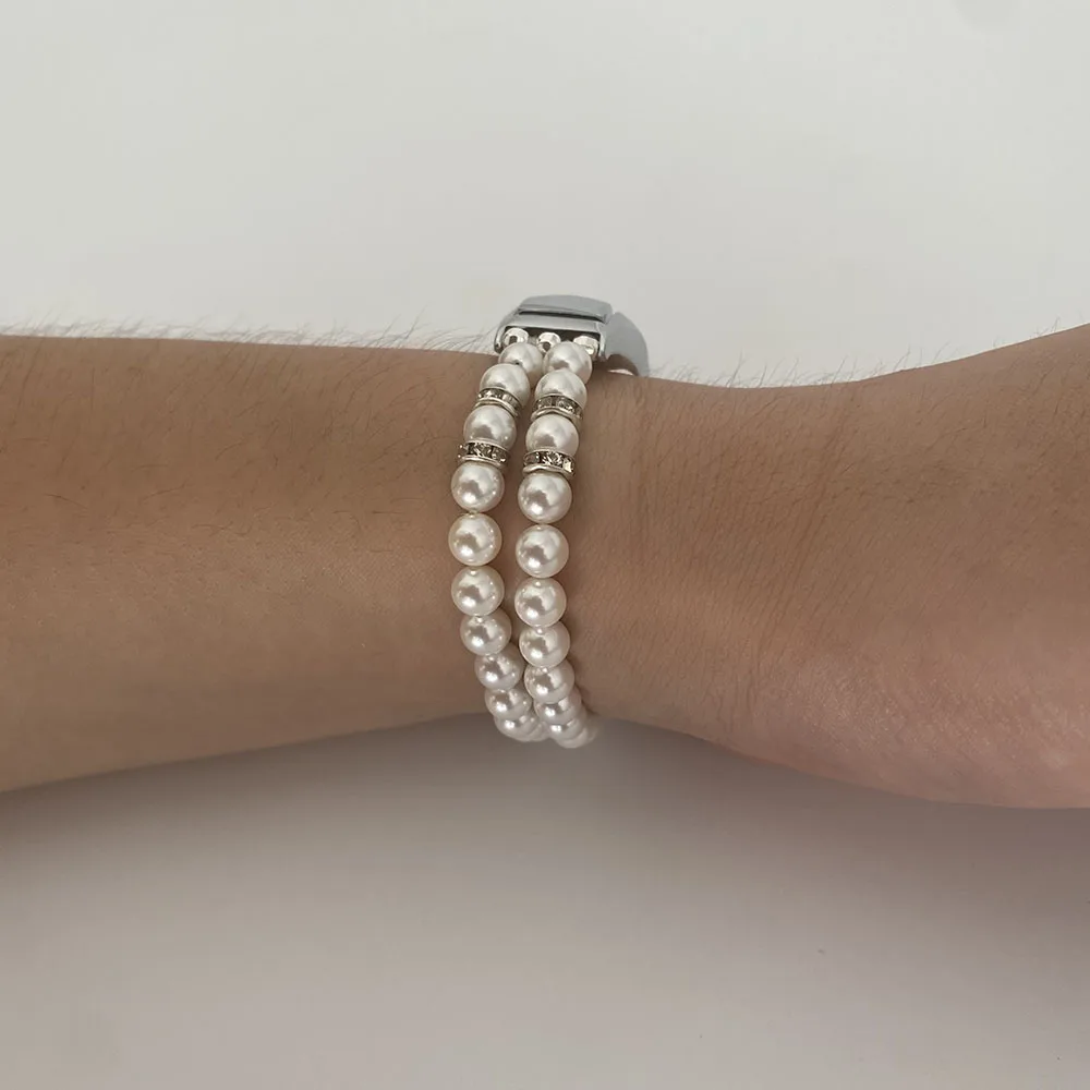 Girl Bracelet for Xiaomi Mi Band 10 8 6 7 5 Bands Wristband Elastic Strap for Mi Band 5 Jewelry Pearl Dressy Band Bling