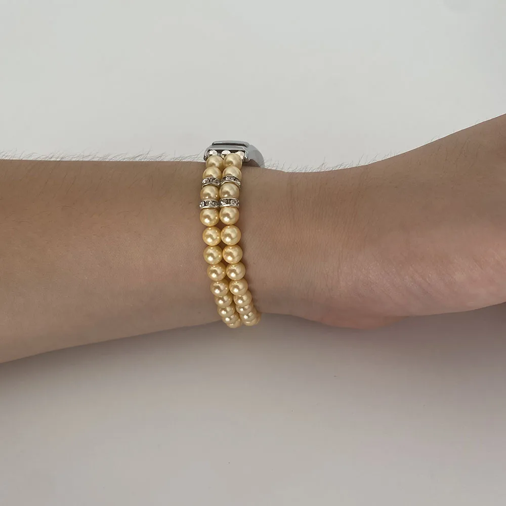 Girl Bracelet for Xiaomi Mi Band 10 8 6 7 5 Bands Wristband Elastic Strap for Mi Band 5 Jewelry Pearl Dressy Band Bling