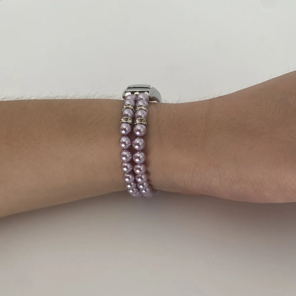 Girl Bracelet for Xiaomi Mi Band 10 8 6 7 5 Bands Wristband Elastic Strap for Mi Band 5 Jewelry Pearl Dressy Band Bling