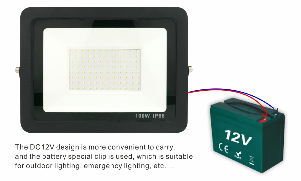 20W 30W 50W 100W DC12V Led Flood Light Outdoor Floodlight Spotlight IP66 Waterproof Light Reflector Portable 12 Volt Led Lights