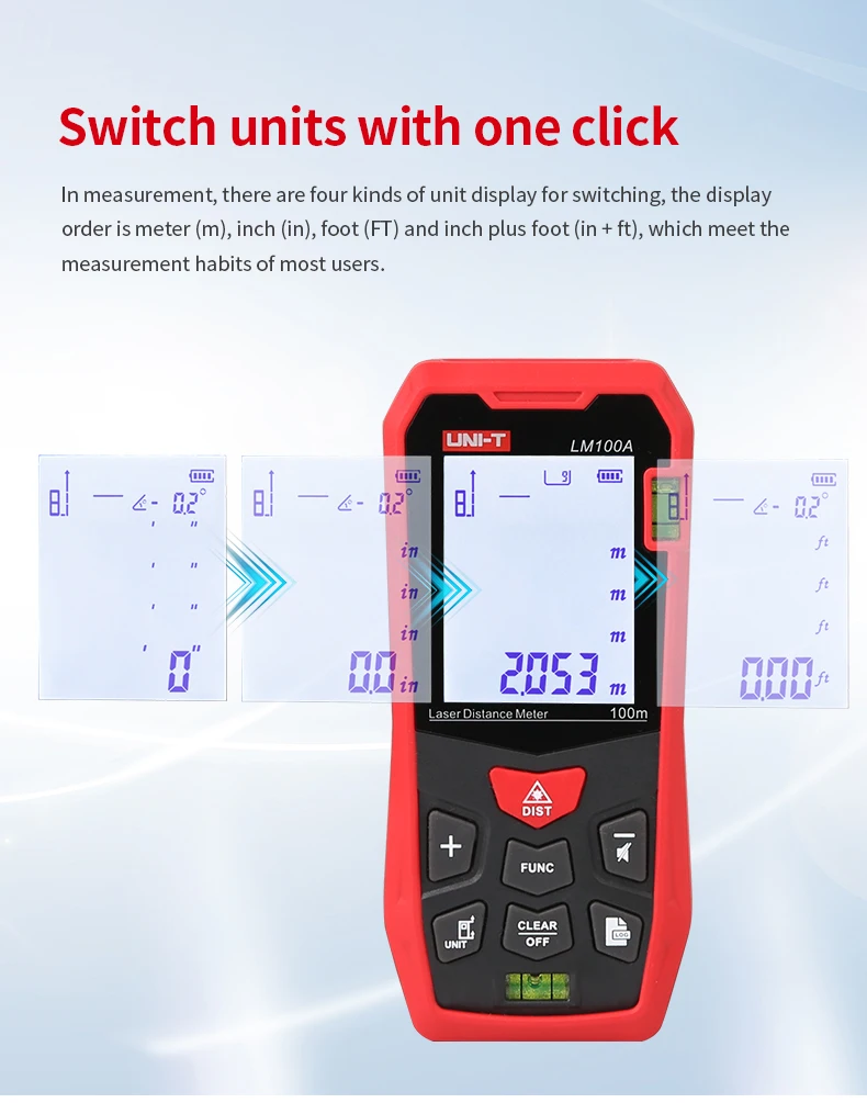 UNI-T Laser Rangefinder LM50A LM70A LM100A LM120A Laser Distance Meter Digital Range Finder Tape Measure