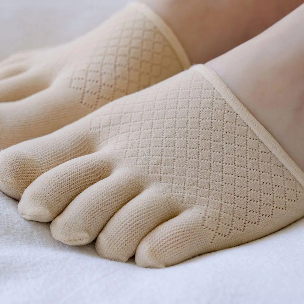 Cotton Half Palm Five Fingers Socks Ladies Invisible Summer Thin High Heel Front Foot Open Toe Socks Women Non Slip Shoes Liners
