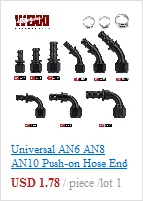 Universal AN6 AN8 AN10 Push-on Hose End Fittings Fuel Oil Cooler Hose Fitting 0 45 90 180 Degree Reusable Connection Adapter