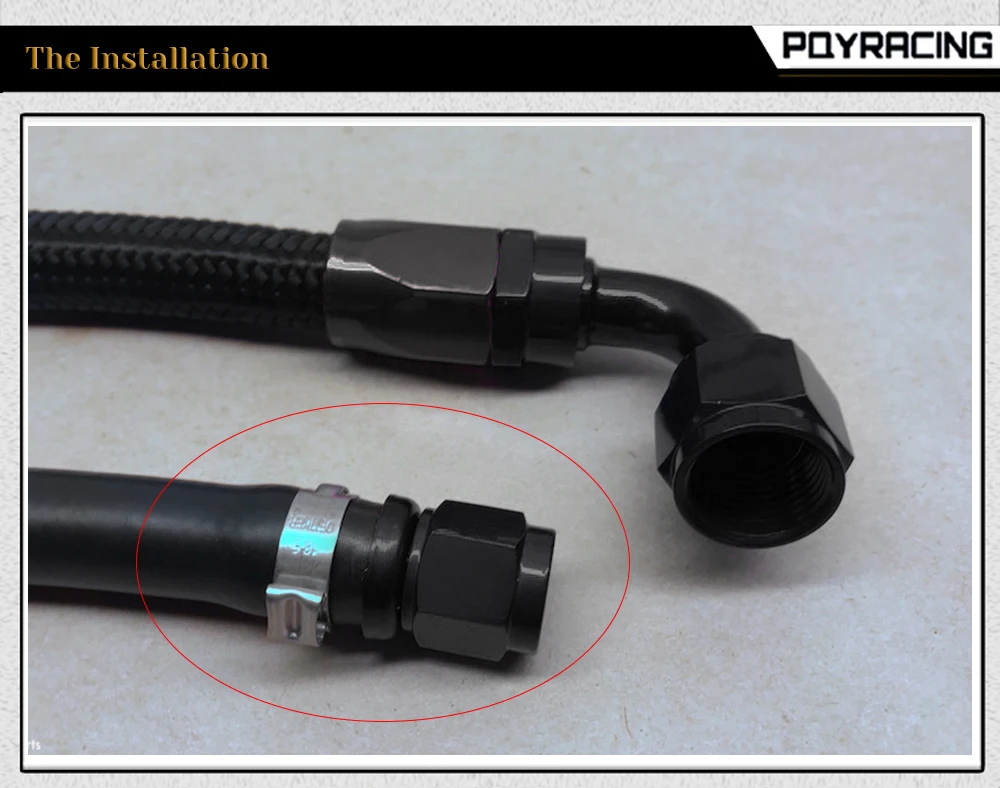 Universal AN6 AN8 AN10 Push-on Hose End Fittings Fuel Oil Cooler Hose Fitting 0 45 90 180 Degree Reusable Connection Adapter