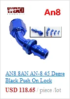 Universal AN6 AN8 AN10 Push-on Hose End Fittings Fuel Oil Cooler Hose Fitting 0 45 90 180 Degree Reusable Connection Adapter
