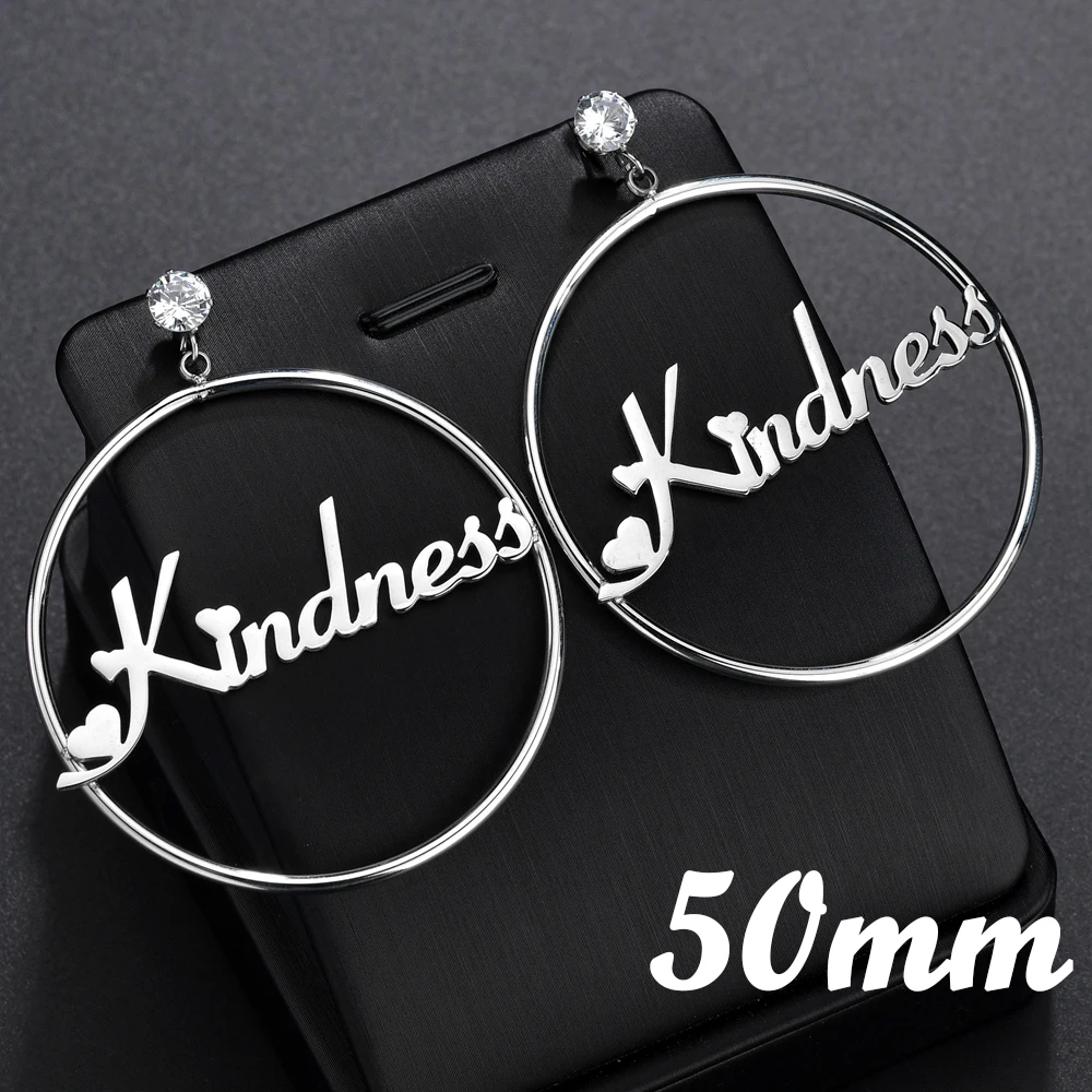 Atoztide Personalized Name Stainless Steel Letter Earrings For Women 3 Color Custom Name Cricle Earrings Weddings Party Jewelry