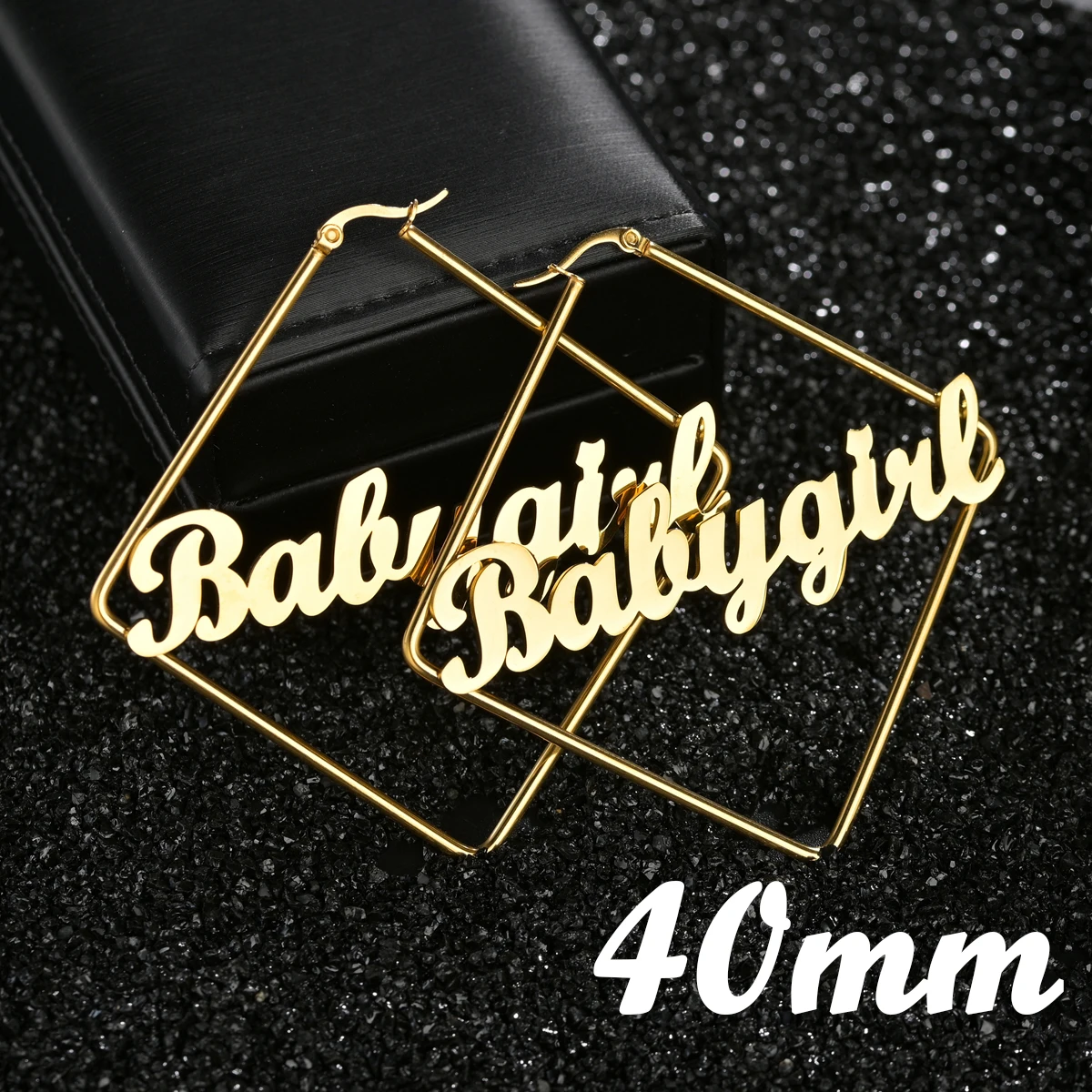 Atoztide Personalized Name Stainless Steel Letter Earrings For Women 3 Color Custom Name Cricle Earrings Weddings Party Jewelry