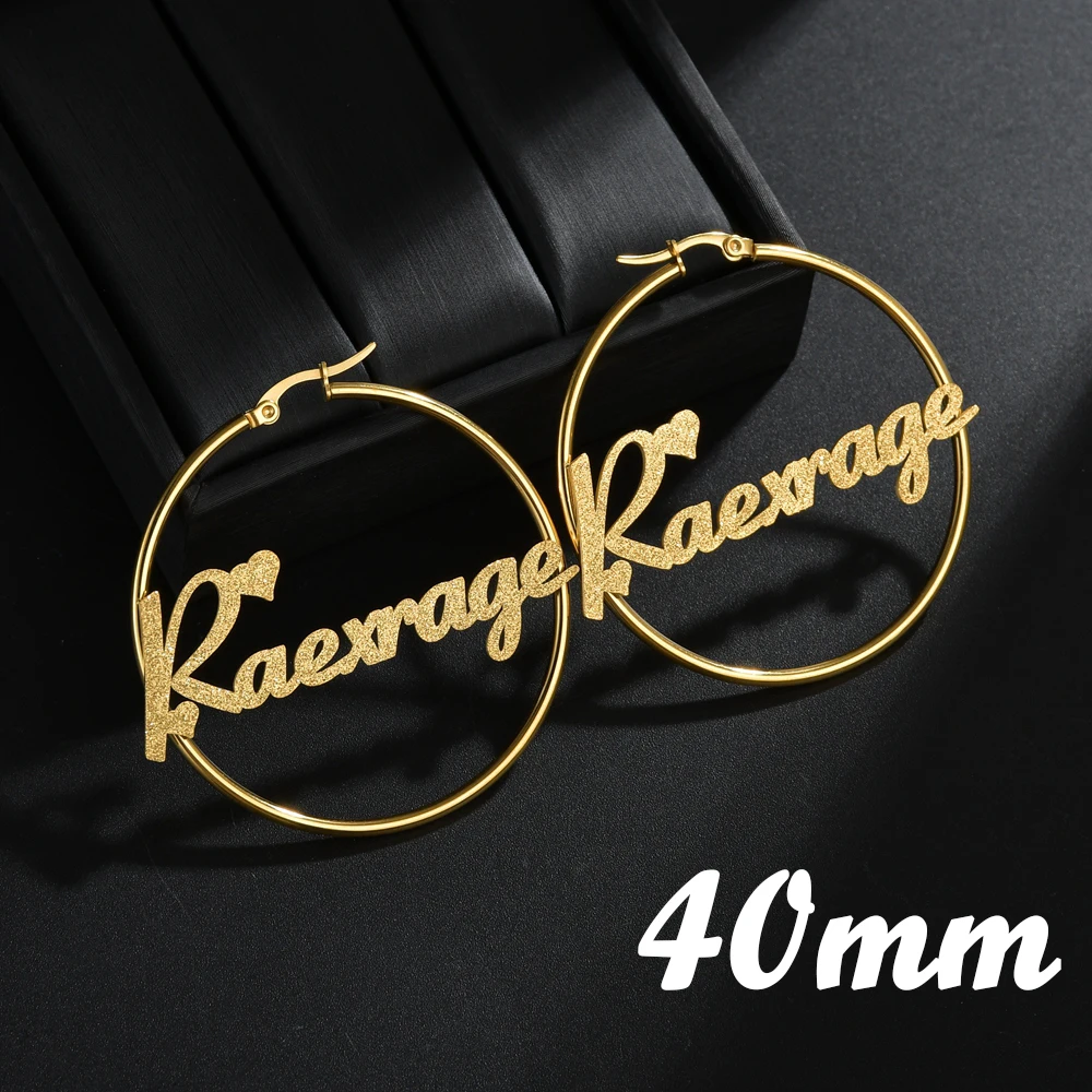 Atoztide Personalized Name Stainless Steel Letter Earrings For Women 3 Color Custom Name Cricle Earrings Weddings Party Jewelry