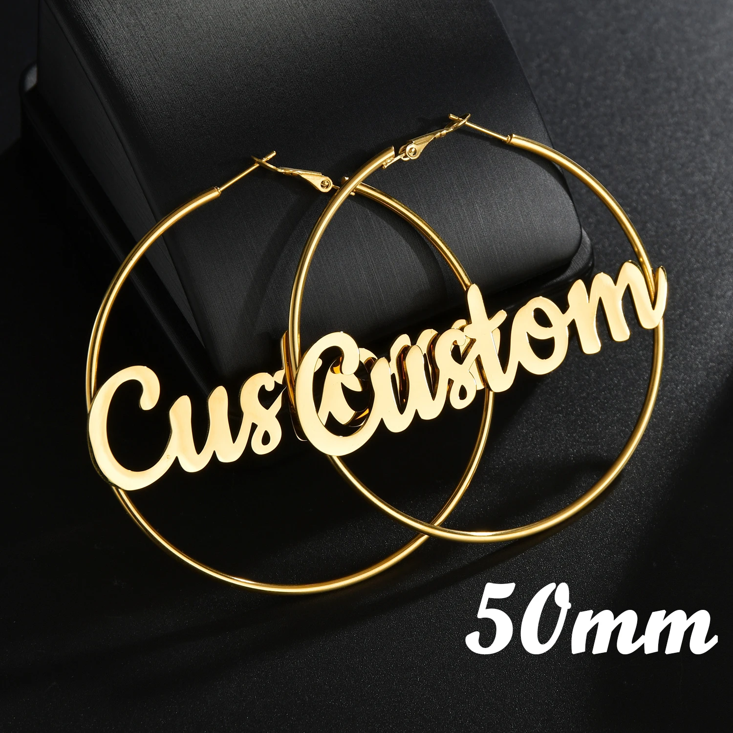 Atoztide Personalized Name Stainless Steel Letter Earrings For Women 3 Color Custom Name Cricle Earrings Weddings Party Jewelry