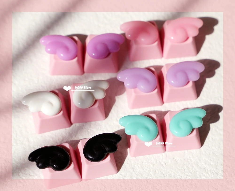 Personalized Keycaps Wings Cute Translucent Keycaps for Mechanical Keyboard R4 Keys PBT Color Keycaps Key Caps Anime