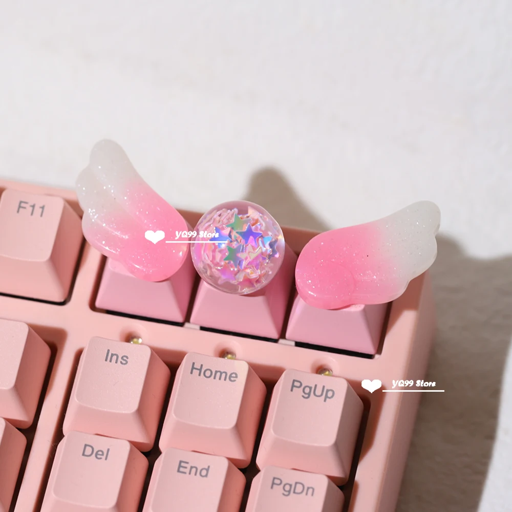 Personalized Keycaps Wings Cute Translucent Keycaps for Mechanical Keyboard R4 Keys PBT Color Keycaps Key Caps Anime