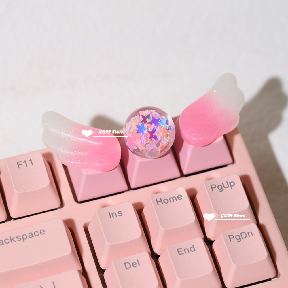 Personalized Keycaps Wings Cute Translucent Keycaps for Mechanical Keyboard R4 Keys PBT Color Keycaps Key Caps Anime