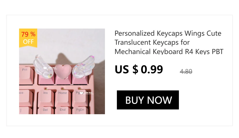 Personalized Keycaps Wings Cute Translucent Keycaps for Mechanical Keyboard R4 Keys PBT Color Keycaps Key Caps Anime