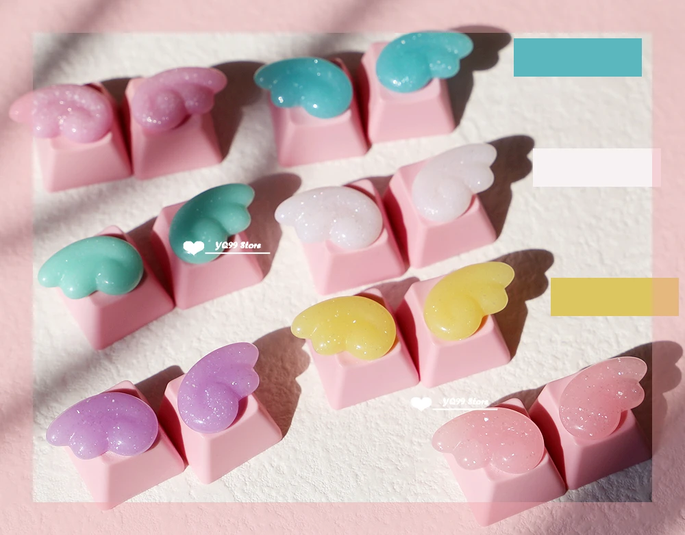 Personalized Keycaps Wings Cute Translucent Keycaps for Mechanical Keyboard R4 Keys PBT Color Keycaps Key Caps Anime
