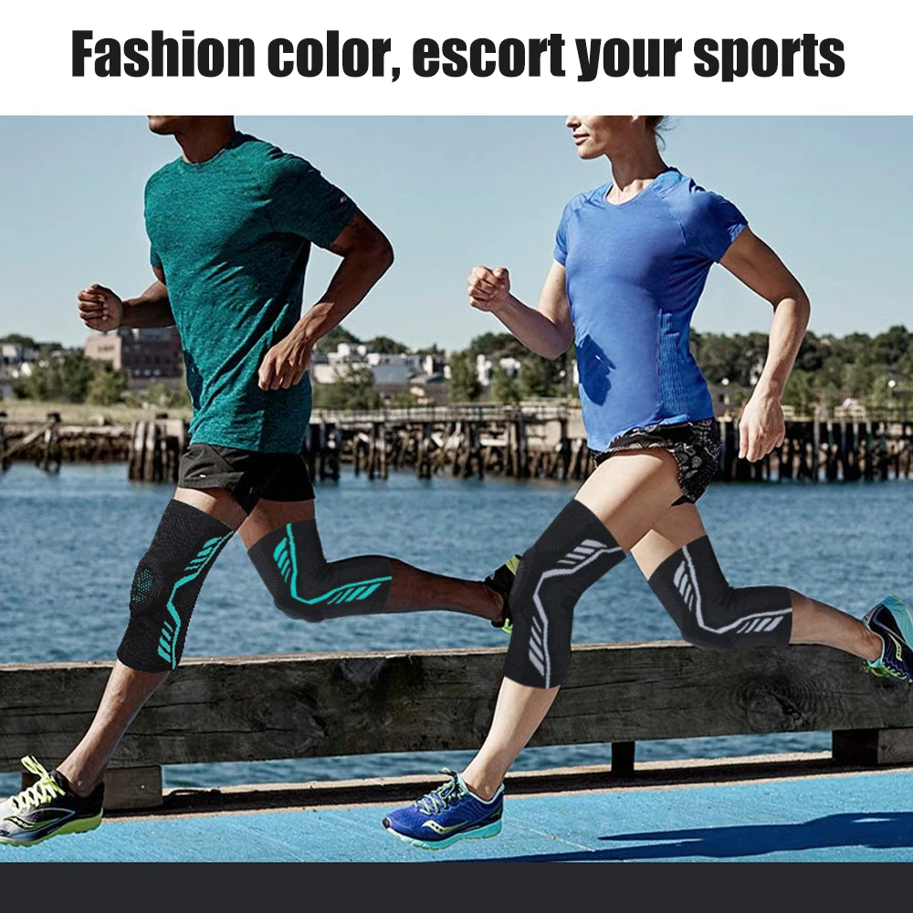 2Pcs=1Pair Compression Knee Support Brace with Patella Gel Pads and Side Stabilizers - for Arthritis Pain,Running,Sports