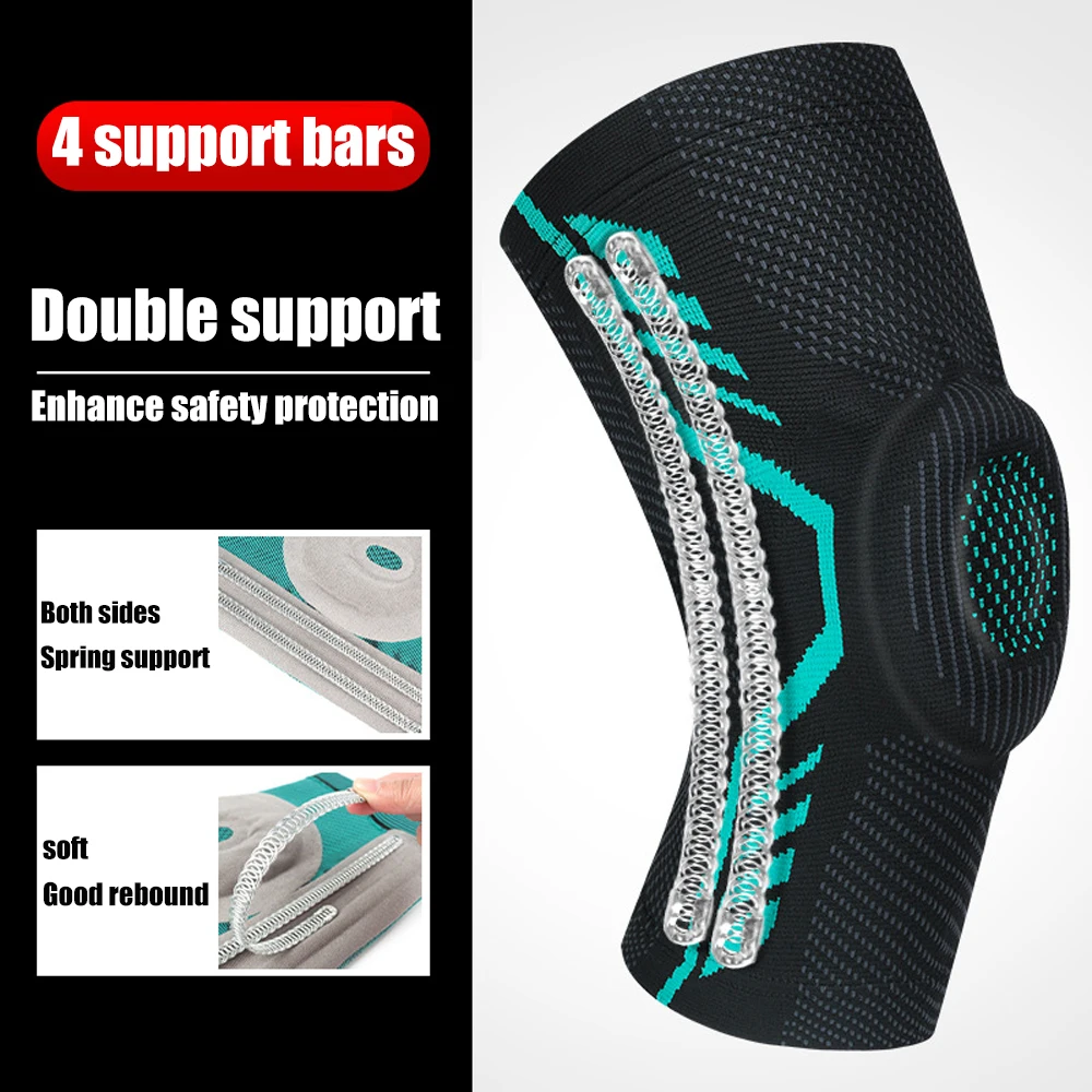 2Pcs=1Pair Compression Knee Support Brace with Patella Gel Pads and Side Stabilizers - for Arthritis Pain,Running,Sports