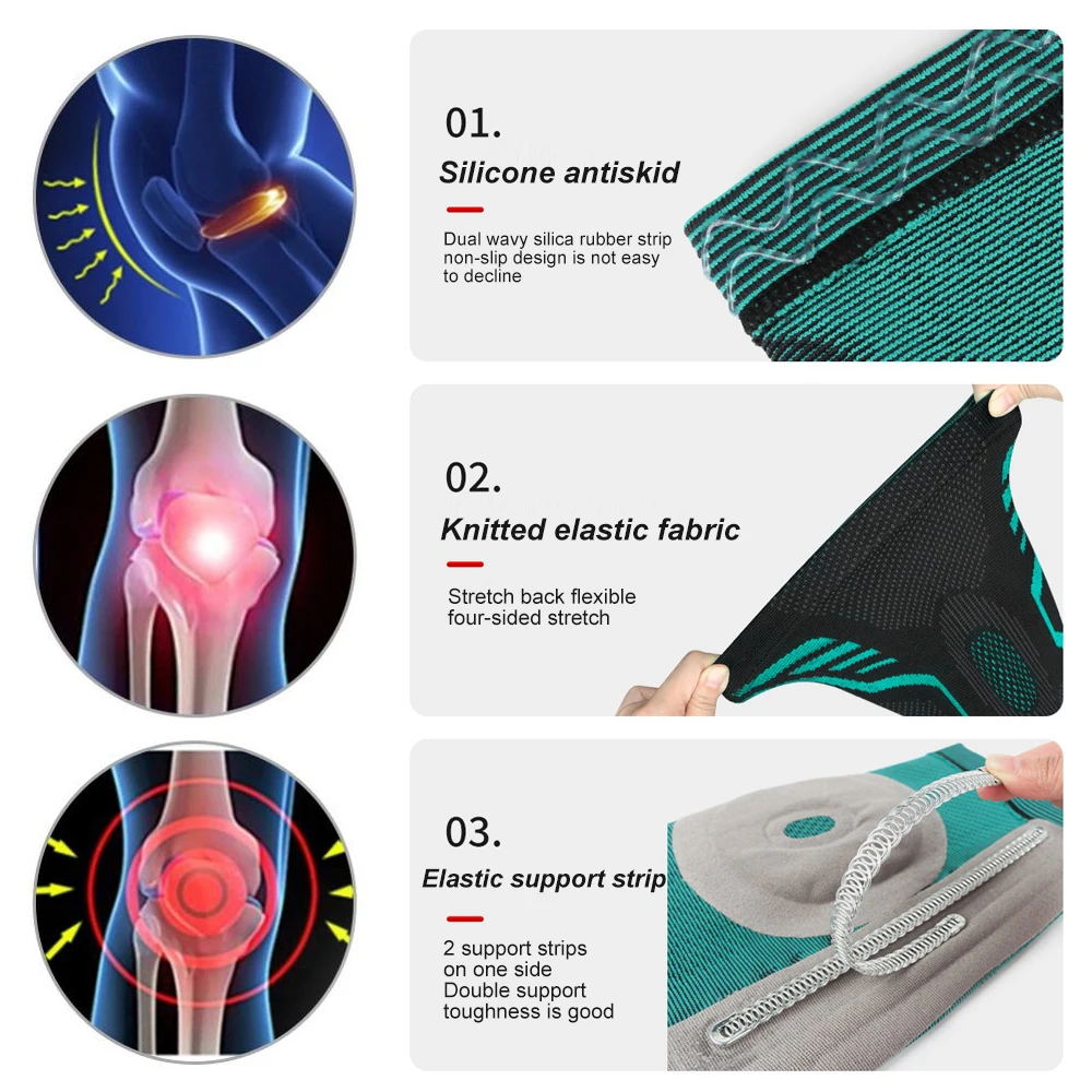 2Pcs=1Pair Compression Knee Support Brace with Patella Gel Pads and Side Stabilizers - for Arthritis Pain,Running,Sports