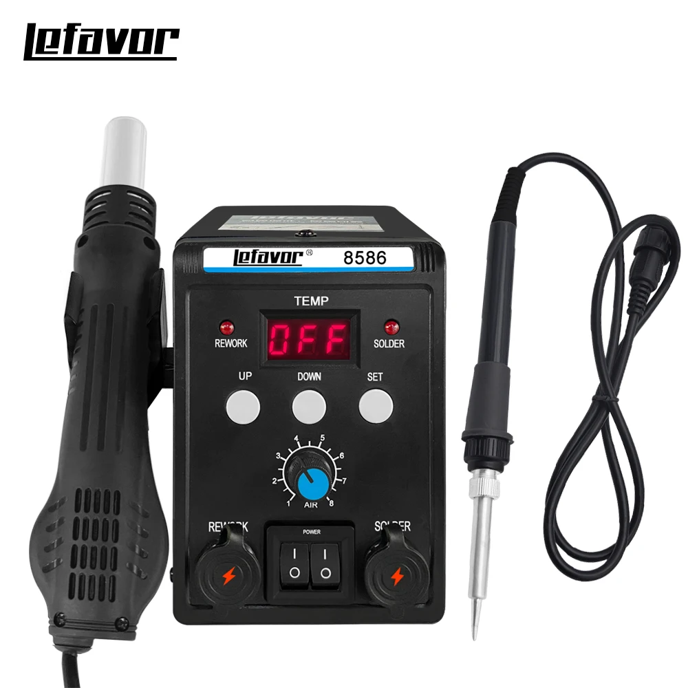 2 in 1 Digital Soldering Station Hot Air Gun Solder Iron SMD BGA Rework Desoldering Welding Repair Tools 8586 760W 220V 110V