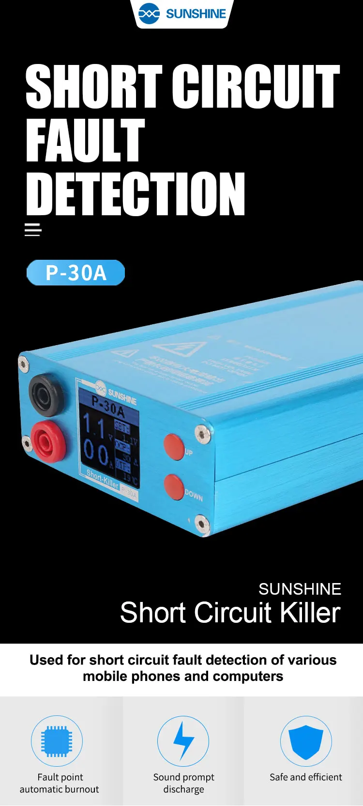 SUNSHINE P-30A High Quality Short killer Quickly Locate Faults For Short-Circuit Fault Detection Of Mobile Phones And Computers