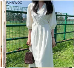 Chic Korea Feminine Vestidos Fashion Women Japan Korea Style Single Breasted Button Striped Long Shirt Dress