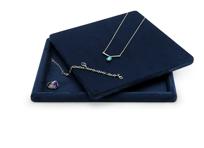 Jewelry Tray Show Stand Shop Organizer For Necklace Bracelet Long Chain Velvet Solid Color Jewelry Display Tray