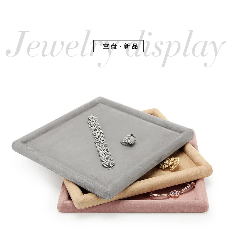 Jewelry Tray Show Stand Shop Organizer For Necklace Bracelet Long Chain Velvet Solid Color Jewelry Display Tray