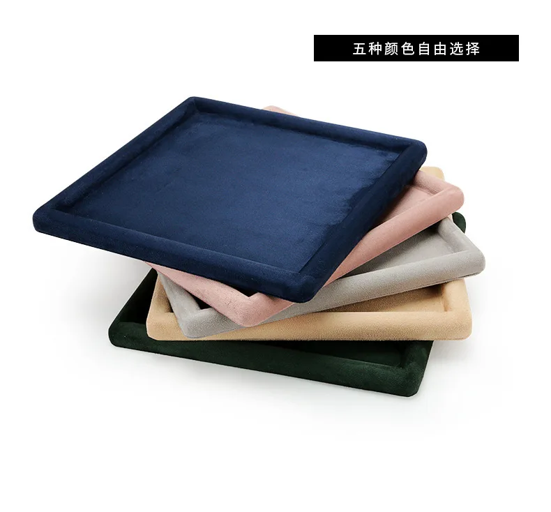 Jewelry Tray Show Stand Shop Organizer For Necklace Bracelet Long Chain Velvet Solid Color Jewelry Display Tray