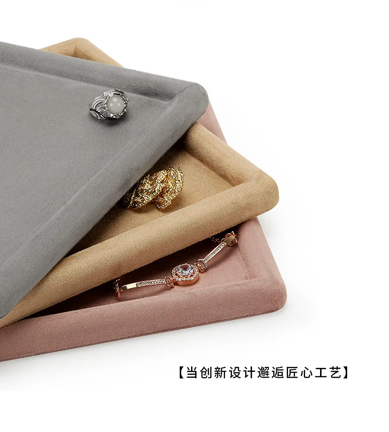 Jewelry Tray Show Stand Shop Organizer For Necklace Bracelet Long Chain Velvet Solid Color Jewelry Display Tray