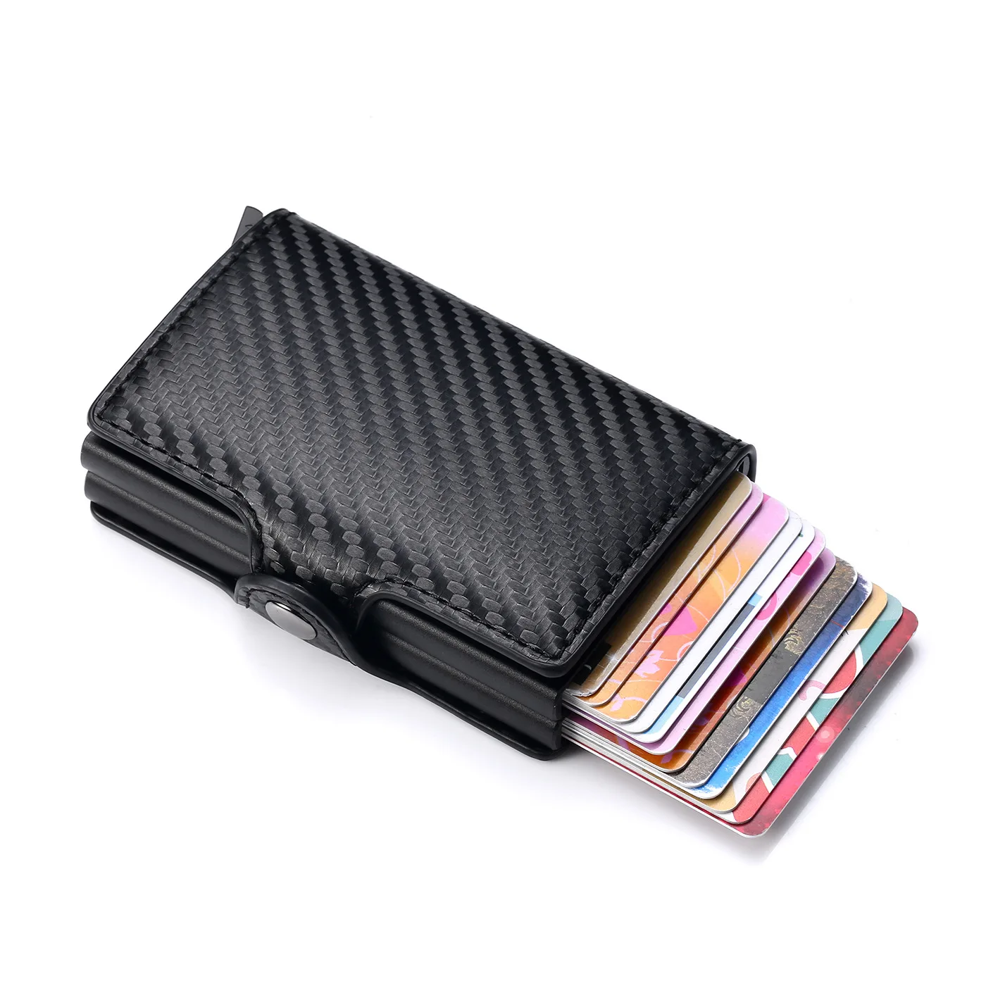 Rfid Men Card Wallets Free Name Engraving Carbon Fiber Slim Mini Wallet 14 Card Holders Small Money Bag Male Card Clips