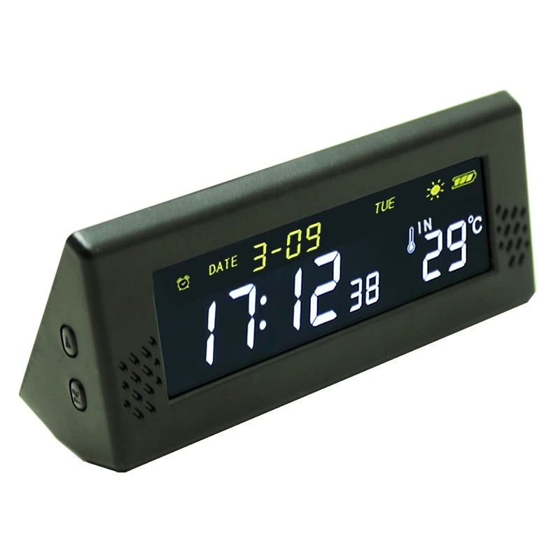 Solar Windshield Car Digital Clock Driving Time Reminder Smart Switch No Wiring High Precision LCD Digital Watch Car Accessorie