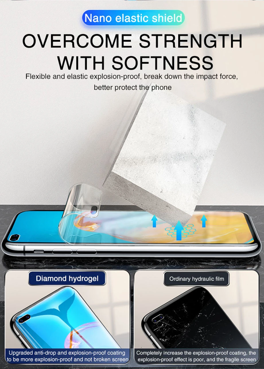 Screen Protector Hydrogel Film For Huawei P30 P40 P50 P60 Pro P20 Lite Protective Film P Smart2019 Z Mate 40 30 20 Por Not Glass