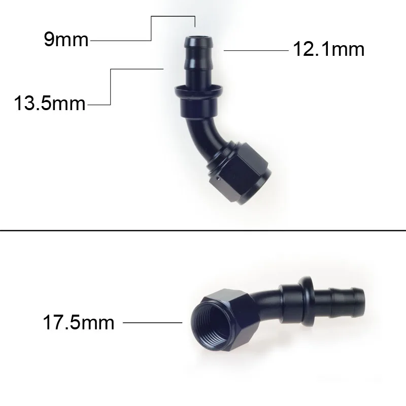 Uuiversal Aluminum AN6 AN8 AN10 Oil Fuel Fitting Oil Fuel Push On Hose 0 90 45 180 Degree Rubber Tube Hose End
