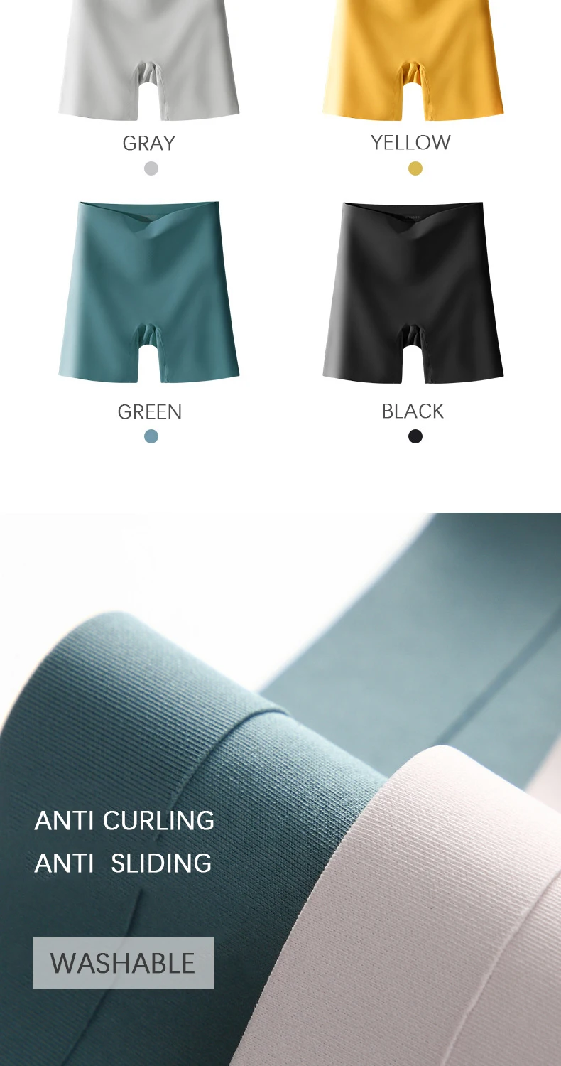 Flarixa Women's Seamless Shorts Safety Pants High Waist Large Size Ice Silk Boxer Panties Anti Friction Skirt Shorts
