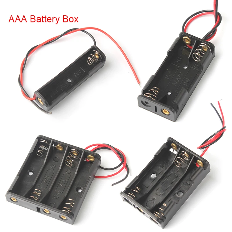 New AAA Power Bank Cases 1X 2X 3X 4X AAA Battery Holder Storage Box Case 1 2 3 4 Slot AAA Batteries Container With Wire Lead