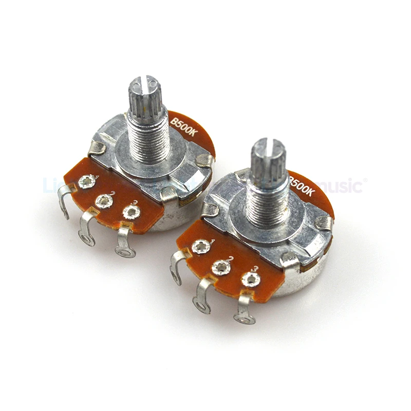 2pcs A500K/B500K Electric Guitar15mm 18mm Split Shaft Linear Taper Potentiometer Volume Tone Big Guitar Pot