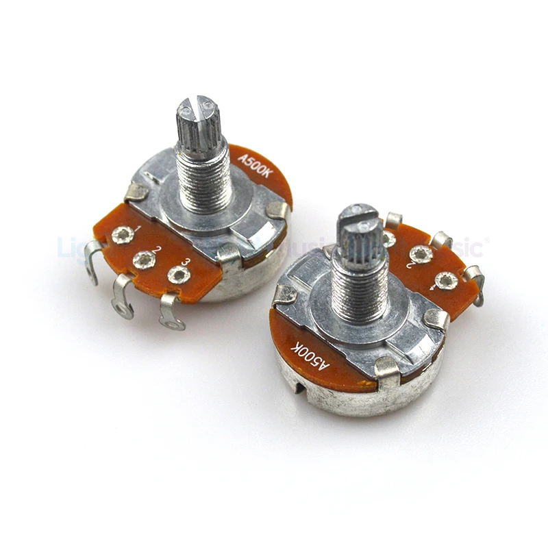 2pcs A500K/B500K Electric Guitar15mm 18mm Split Shaft Linear Taper Potentiometer Volume Tone Big Guitar Pot