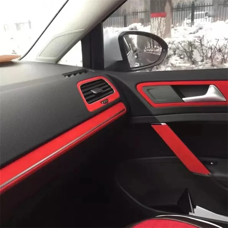 50*200cm Premium Quality Velvet Suede Fabric Vinyl Car Wrap Sticker Black Red Self Adhesive Velvet Cloth Film For Car Styling