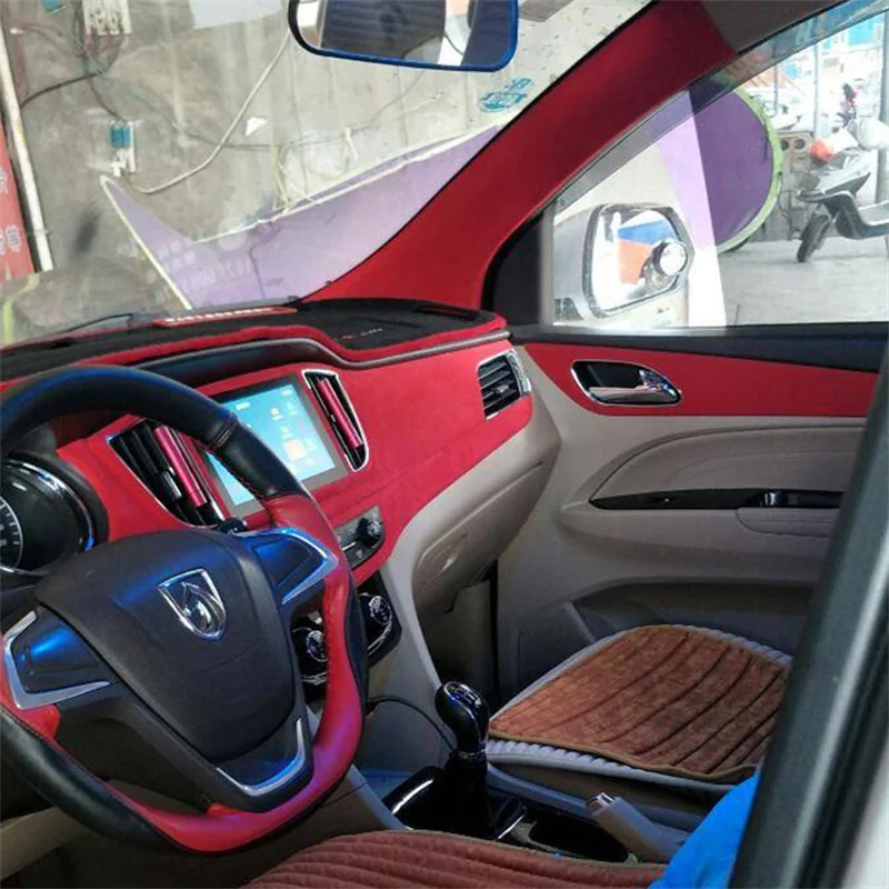 50*200cm Premium Quality Velvet Suede Fabric Vinyl Car Wrap Sticker Black Red Self Adhesive Velvet Cloth Film For Car Styling