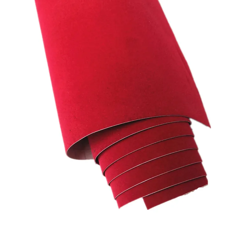 50*200cm Premium Quality Velvet Suede Fabric Vinyl Car Wrap Sticker Black Red Self Adhesive Velvet Cloth Film For Car Styling