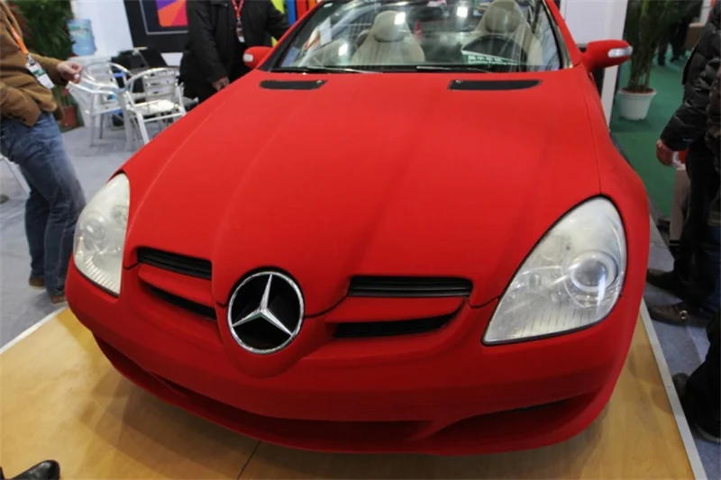 50*200cm Premium Quality Velvet Suede Fabric Vinyl Car Wrap Sticker Black Red Self Adhesive Velvet Cloth Film For Car Styling