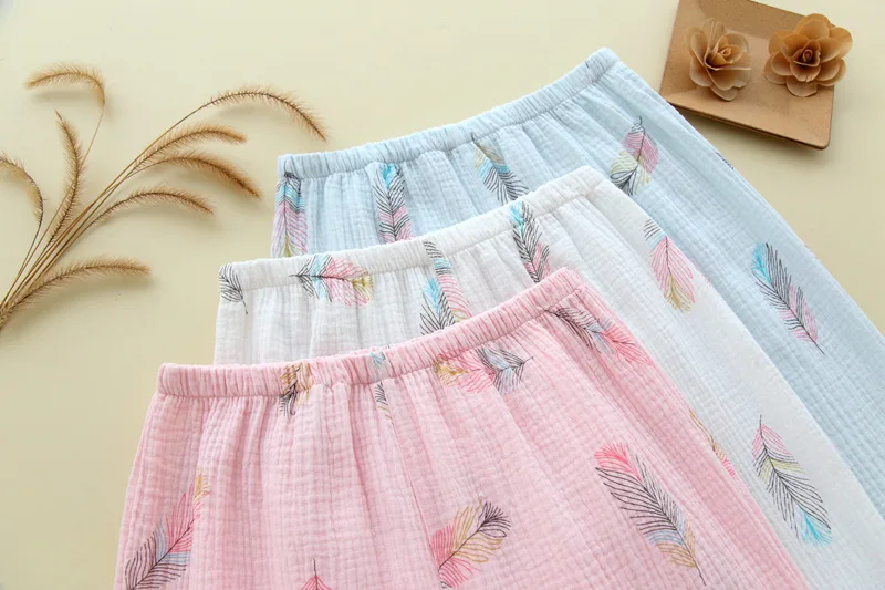 New Large Size Pajamas Women Cotton Crepe Home Service Cotton Long Sleeve Trousers Suit Simple And Comfortable Summer And Autumn