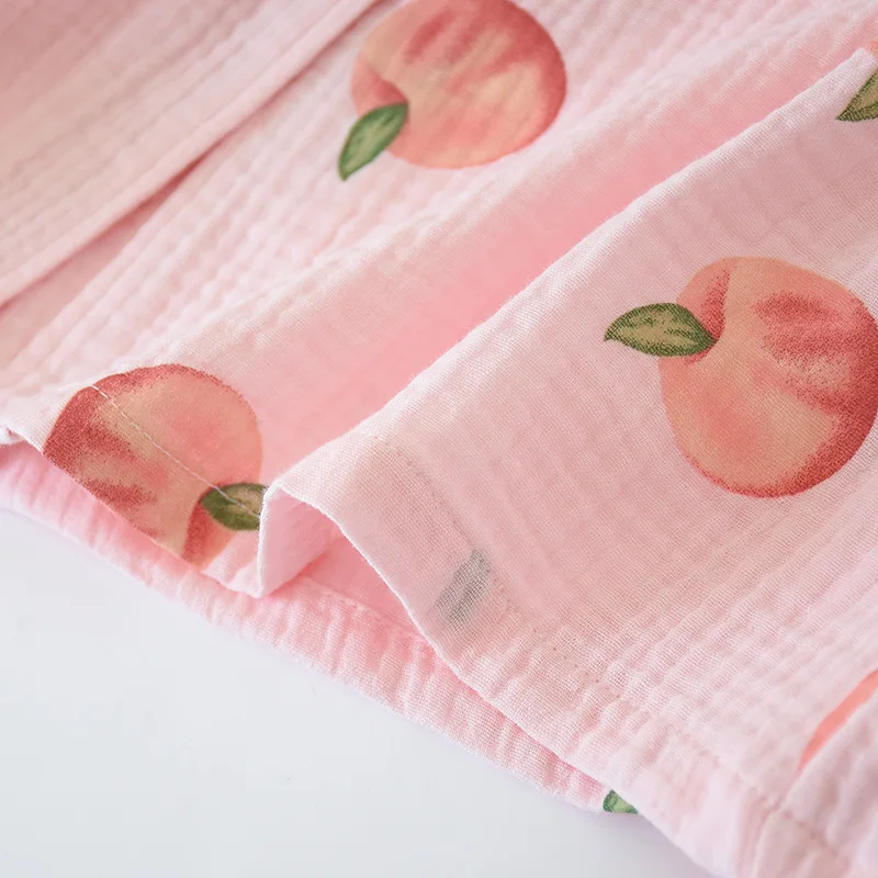 New Large Size Pajamas Women Cotton Crepe Home Service Cotton Long Sleeve Trousers Suit Simple And Comfortable Summer And Autumn