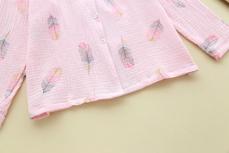 New Large Size Pajamas Women Cotton Crepe Home Service Cotton Long Sleeve Trousers Suit Simple And Comfortable Summer And Autumn