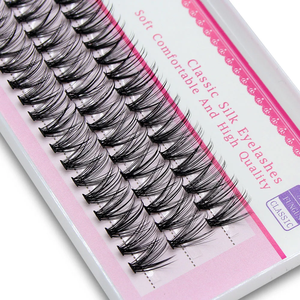 Upgraded Moonlily 60 Bundles Silk Soft Mink Eyelashes Extension Natural 3D Russian Volume Faux Individual Cluster Lashes Makeup