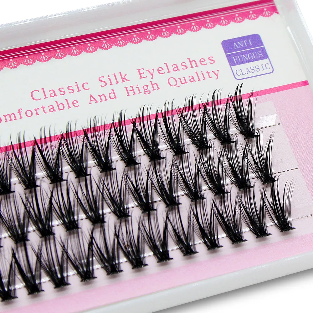 Upgraded Moonlily 60 Bundles Silk Soft Mink Eyelashes Extension Natural 3D Russian Volume Faux Individual Cluster Lashes Makeup
