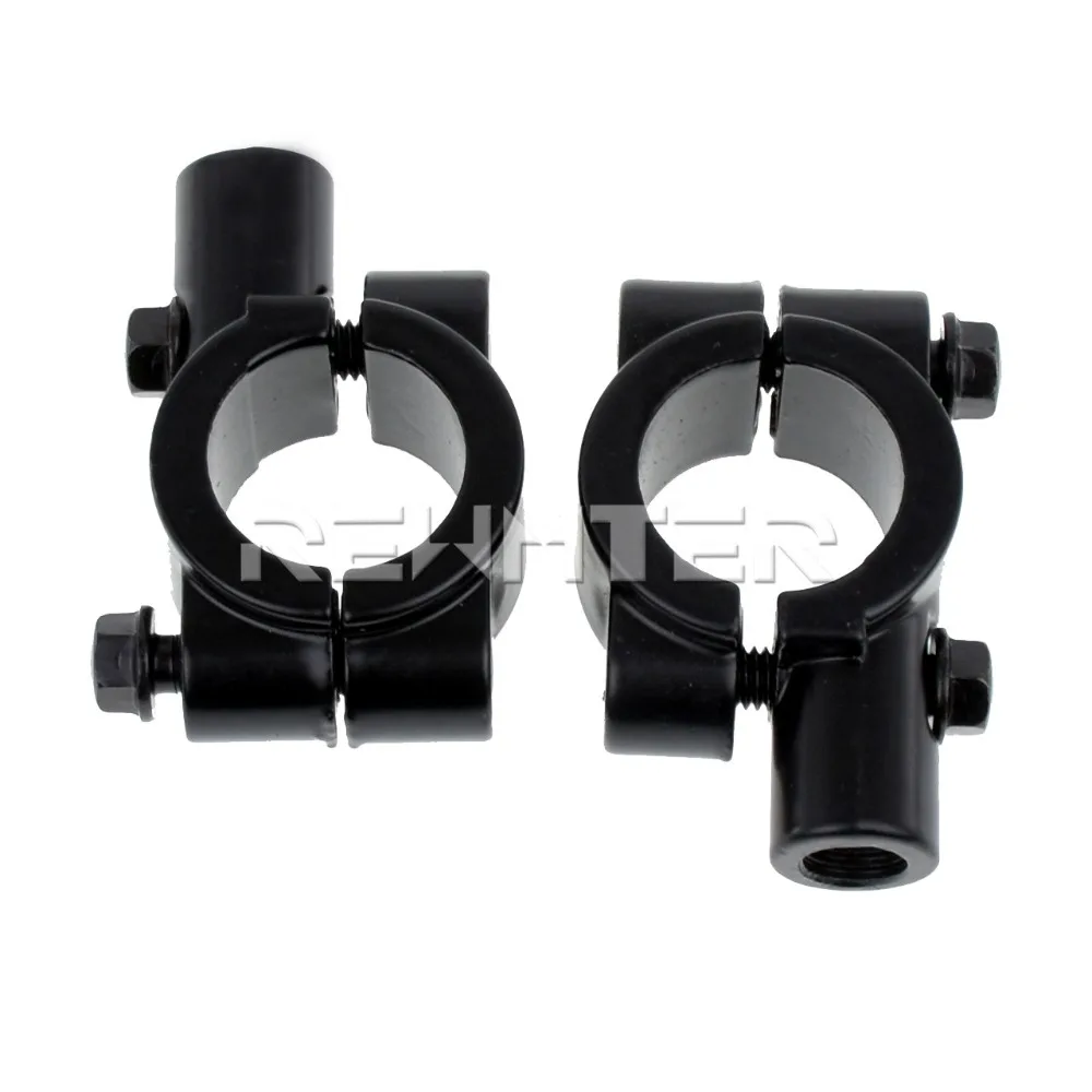 Motorcycle Mirror Mount Clamp Rear View Mirror Holder Adapter Silver Black Metal 22mm 25mm Handlebar 10mm 8mm Thread 2PCS