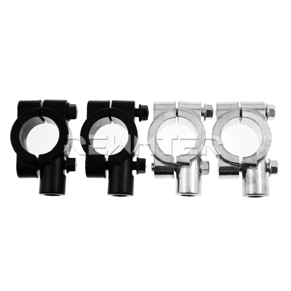 Motorcycle Mirror Mount Clamp Rear View Mirror Holder Adapter Silver Black Metal 22mm 25mm Handlebar 10mm 8mm Thread 2PCS