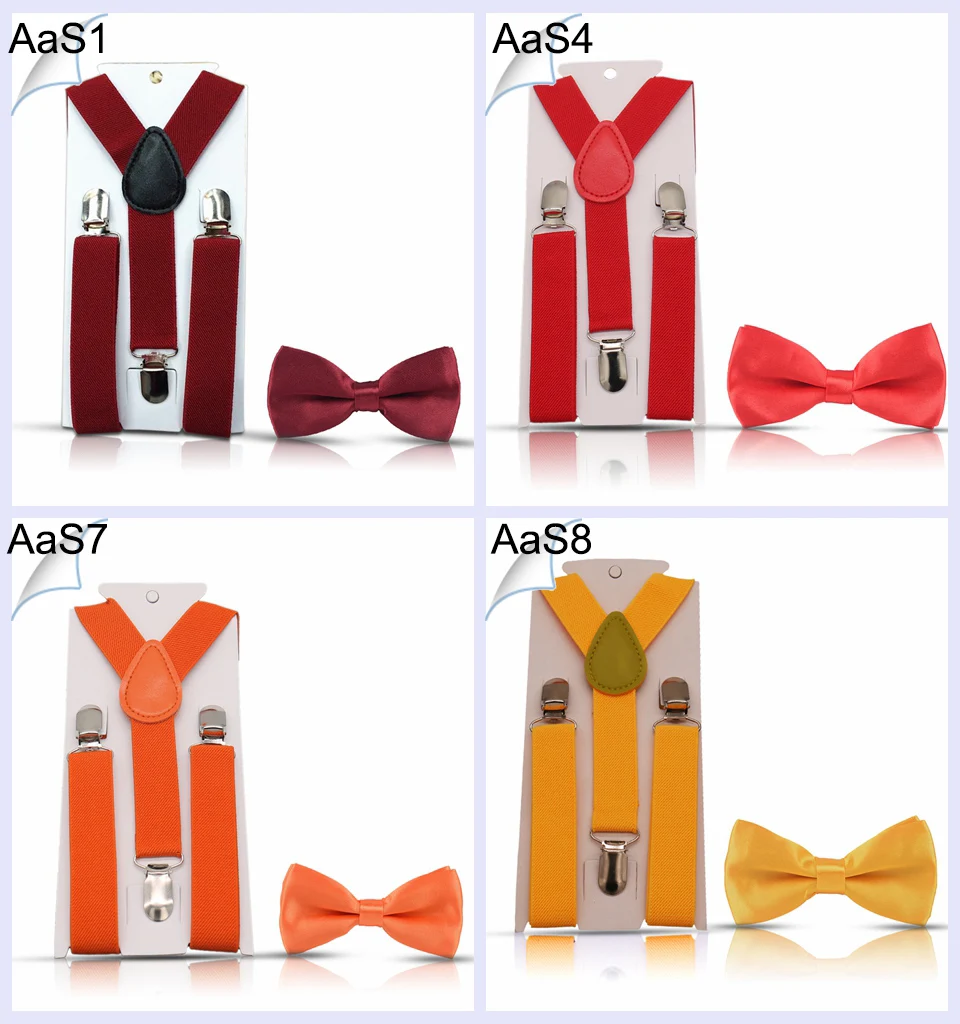 HUISHI Suspenders Kids Boy Girl Childrens Christmas Bow Tie Red Blue Suspenders Wedding Costume Adjustable Y-Back Black Braces